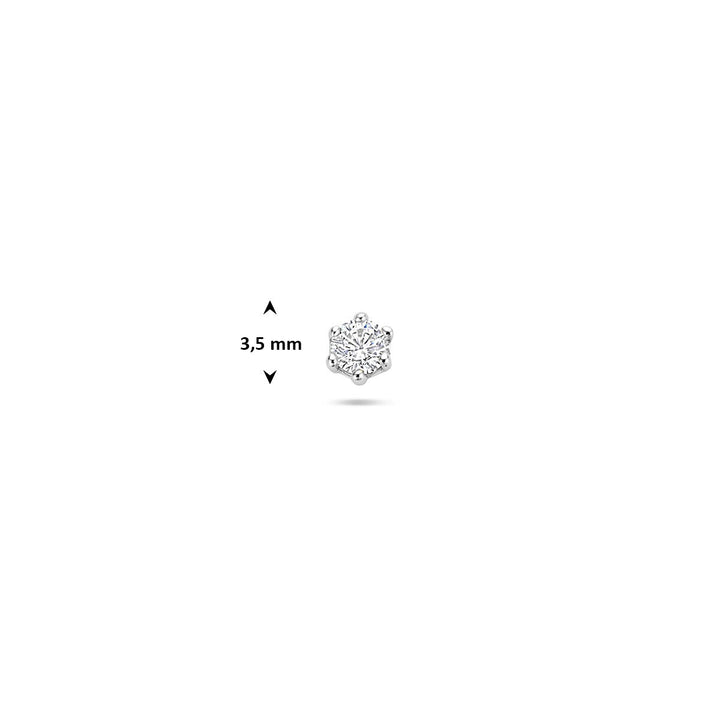Gerhodineerd zilveren flat back piercing met zirkonia 3,5 mm