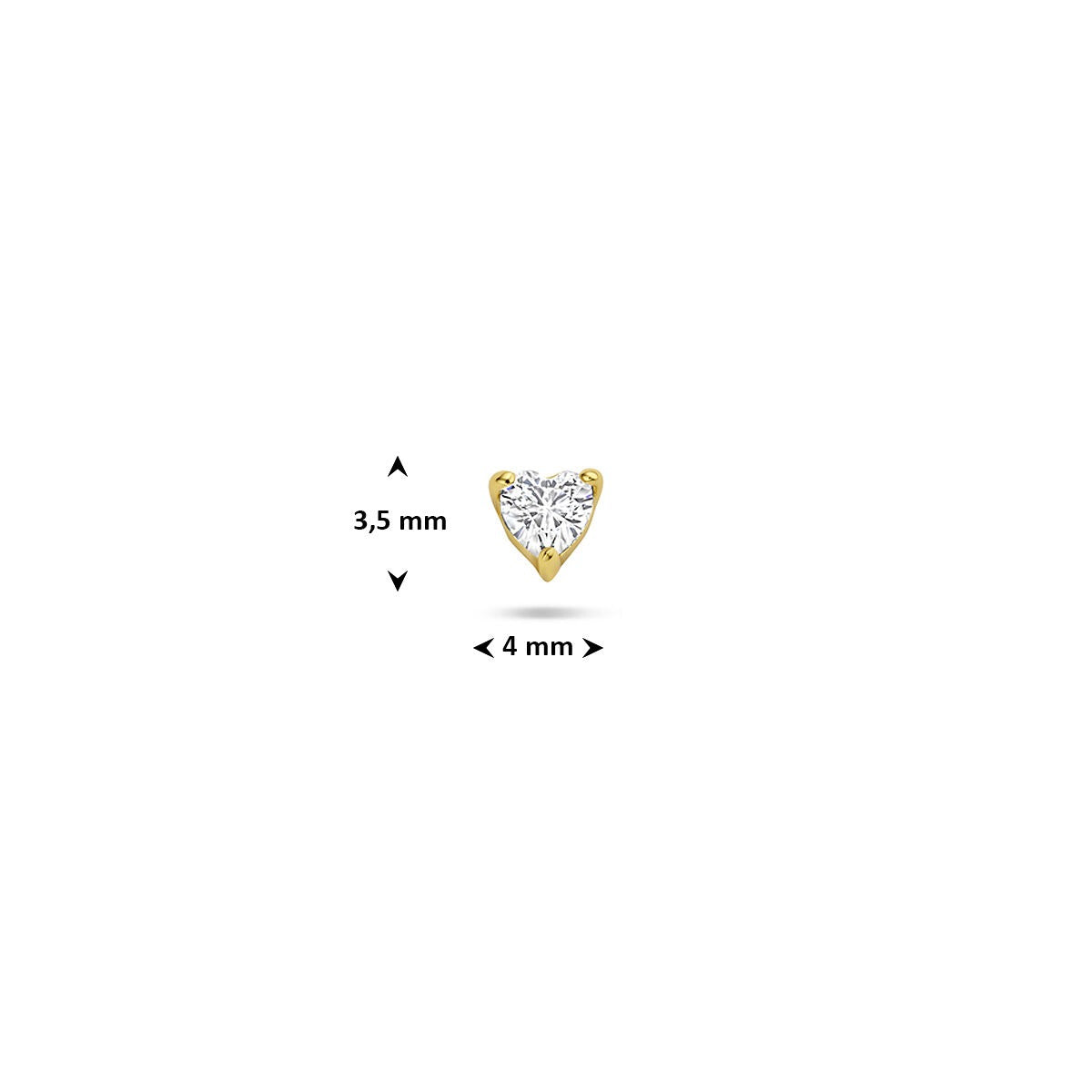 Verguld zilveren flat back piercing hartje met zirkonia – 925 zilver