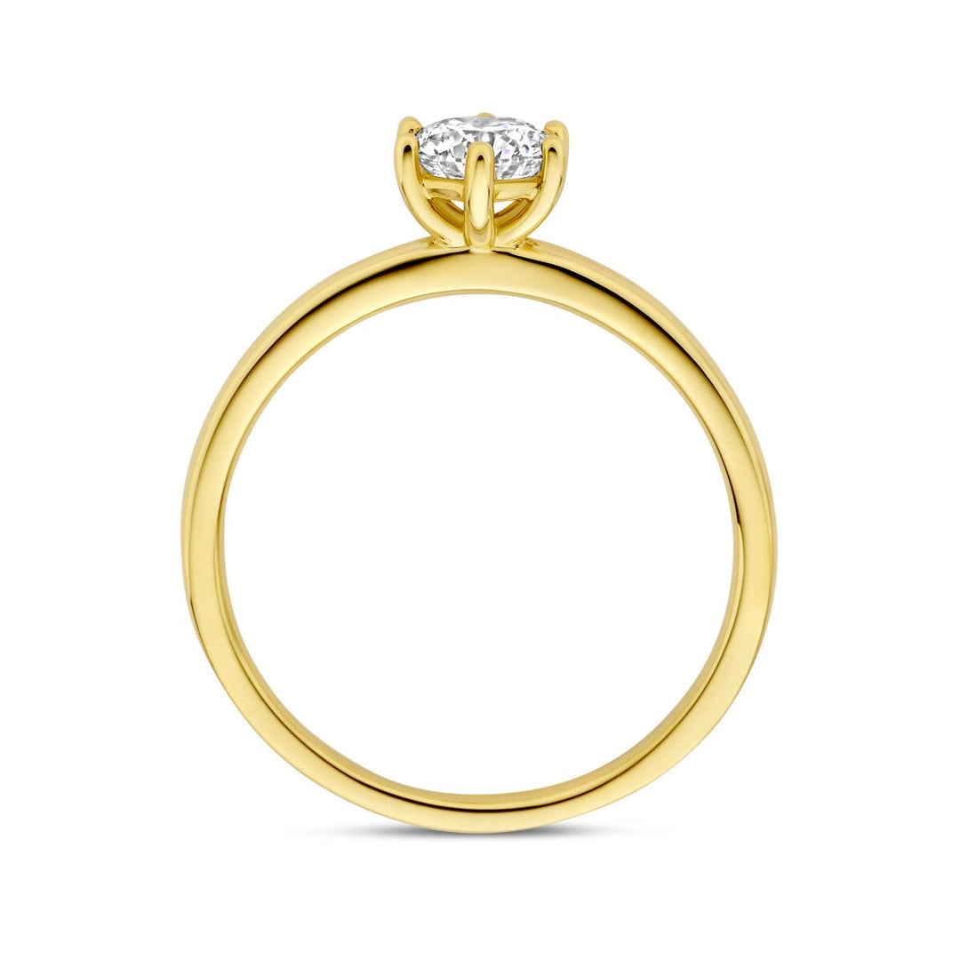 Gouden dames ring met lab grown diamant – 14k geelgoud