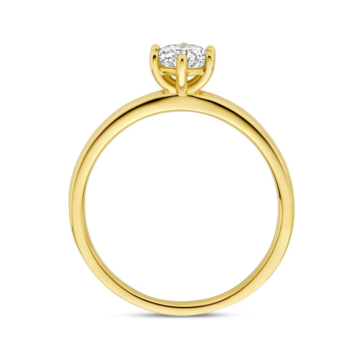 Gouden dames ring met lab grown diamant – 14k geelgoud