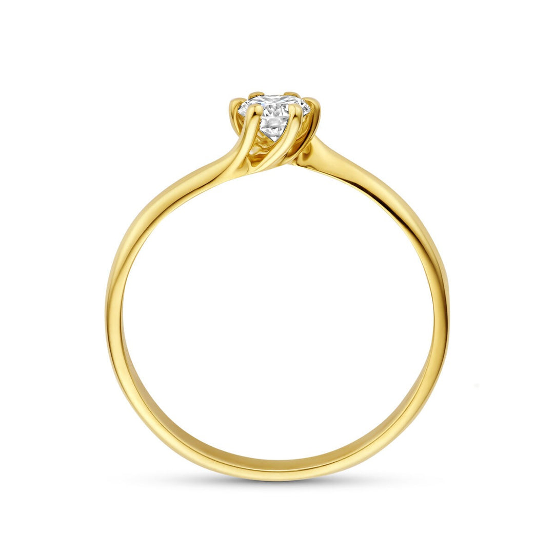14k Geelgouden ring met lab grown diamant