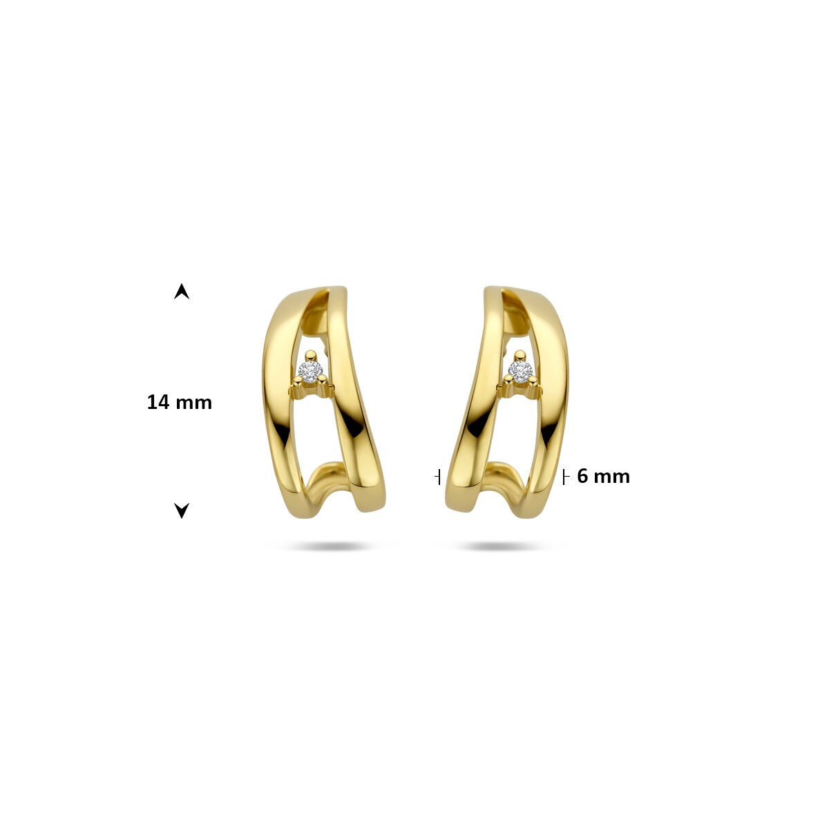 Gouden stekeroorringen met diamant – 14k geelgoud