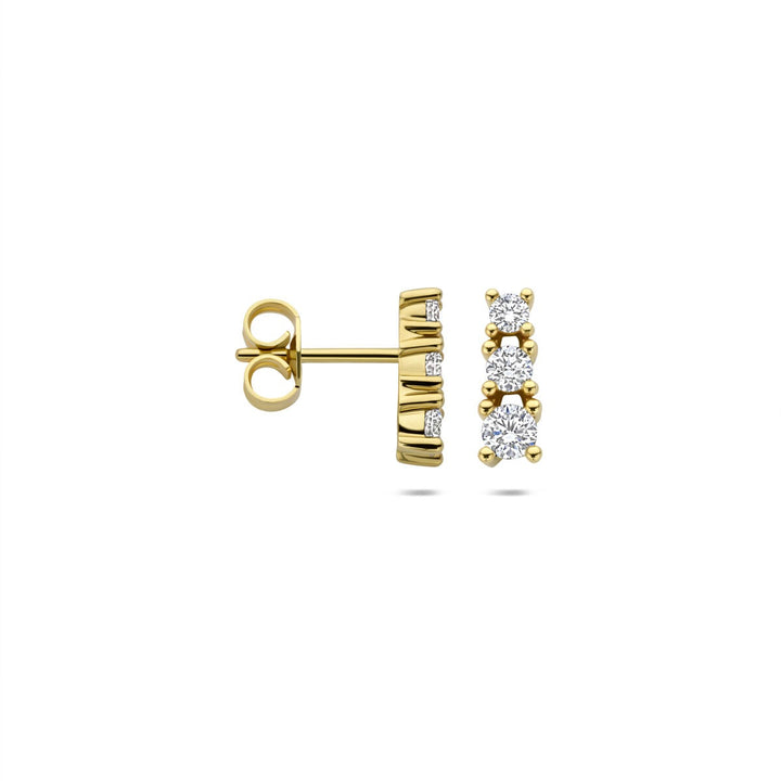 Gouden oorknoppen met lab grown diamant – 14k geelgoud