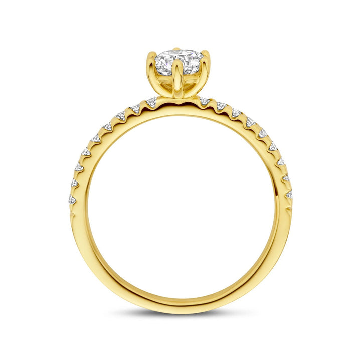 Gouden dames ring met lab grown diamant – 14k geelgoud