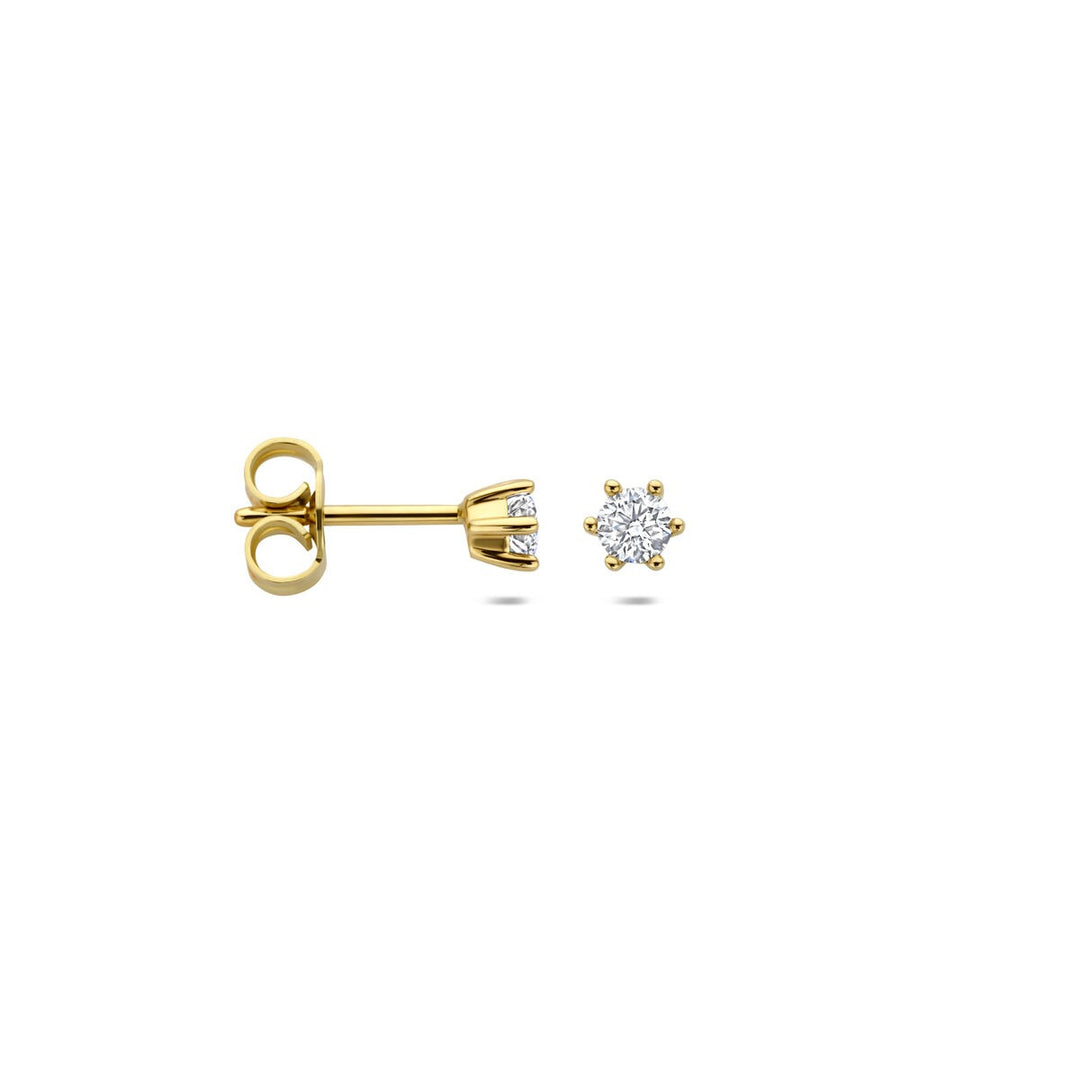 Gouden oorknoppen met lab grown diamant – 14k geelgoud