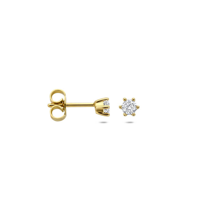 Gouden oorknoppen met lab grown diamant – 14k geelgoud
