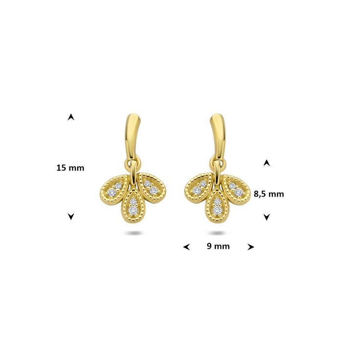 Gouden oorhangers met diamant – 14k geelgoud