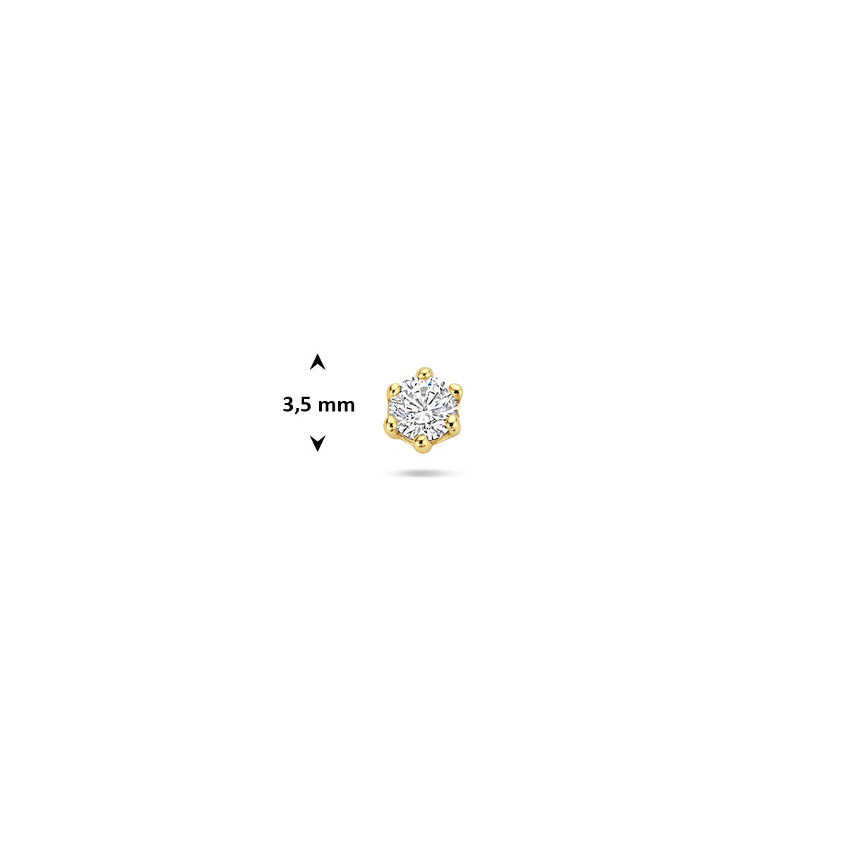 Verguld zilveren flat back piercing met zirkonia 3,5 mm