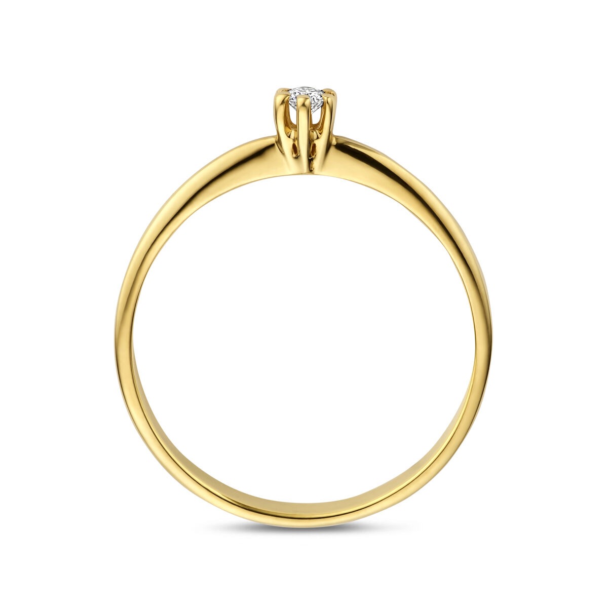 14k Geelgouden ring met lab grown diamant