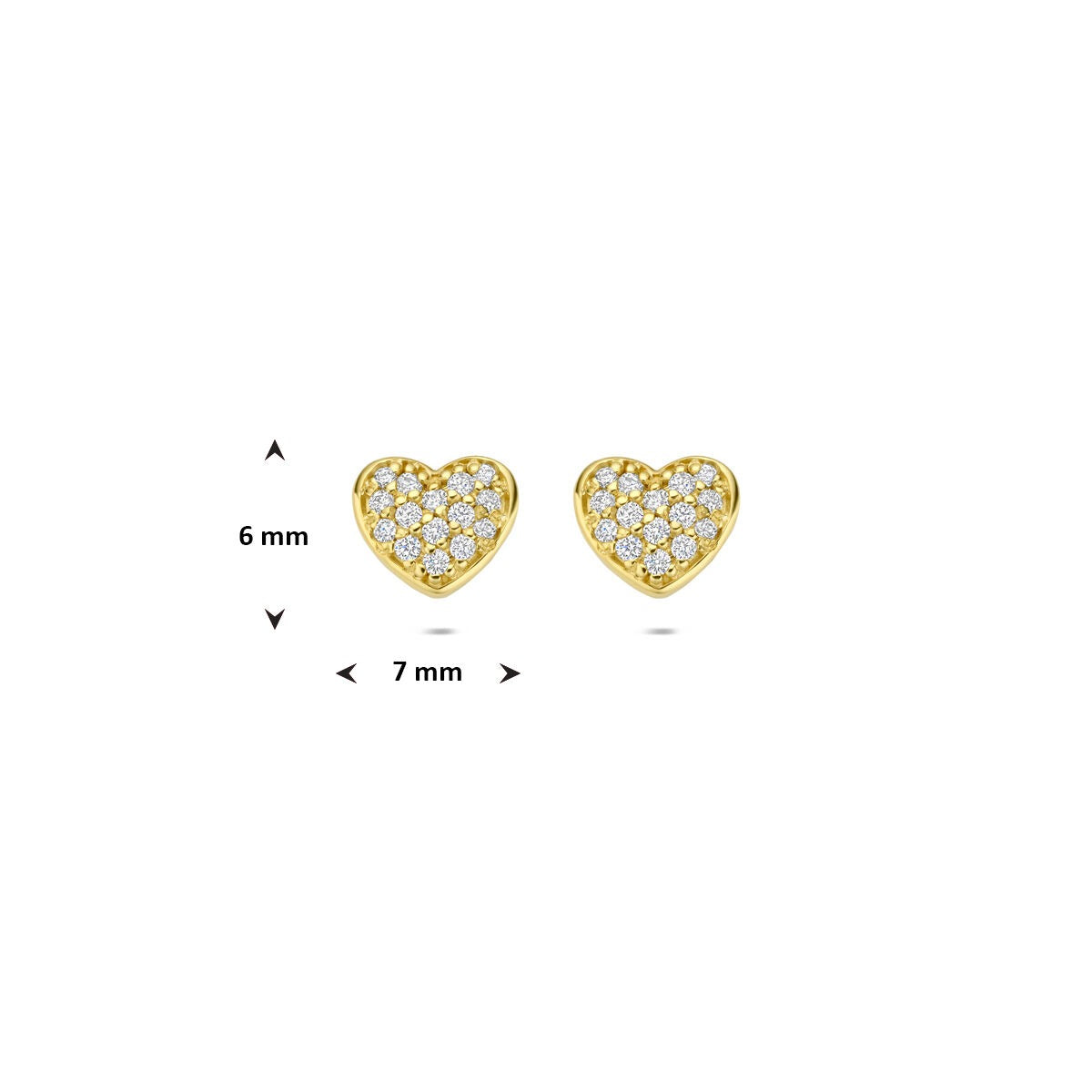14k Geelgouden oorknopjes met hartje diamant