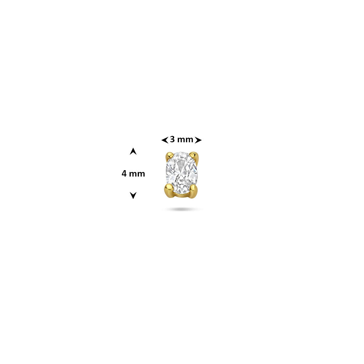Verguld zilveren flat back piercing met ovale zirkonia – 925 zilver