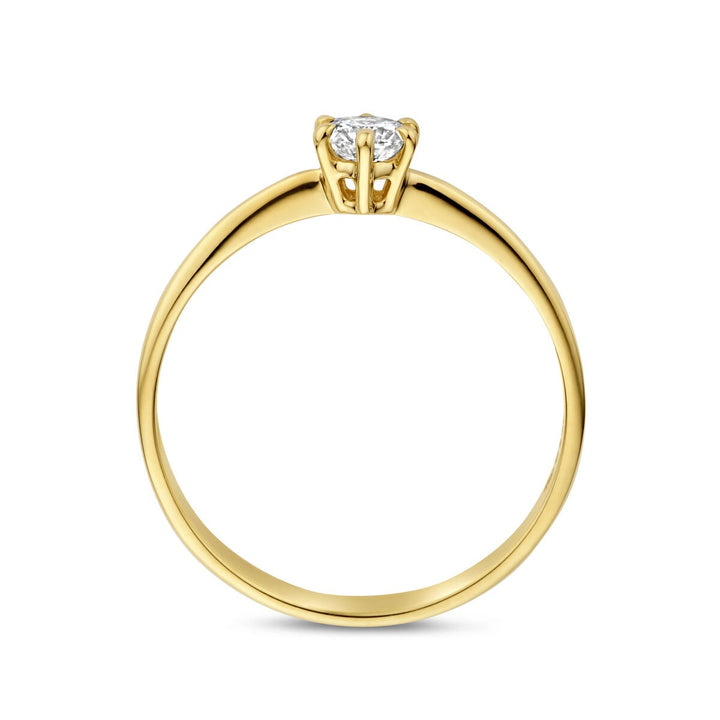 14k Geelgouden ring met lab grown diamant