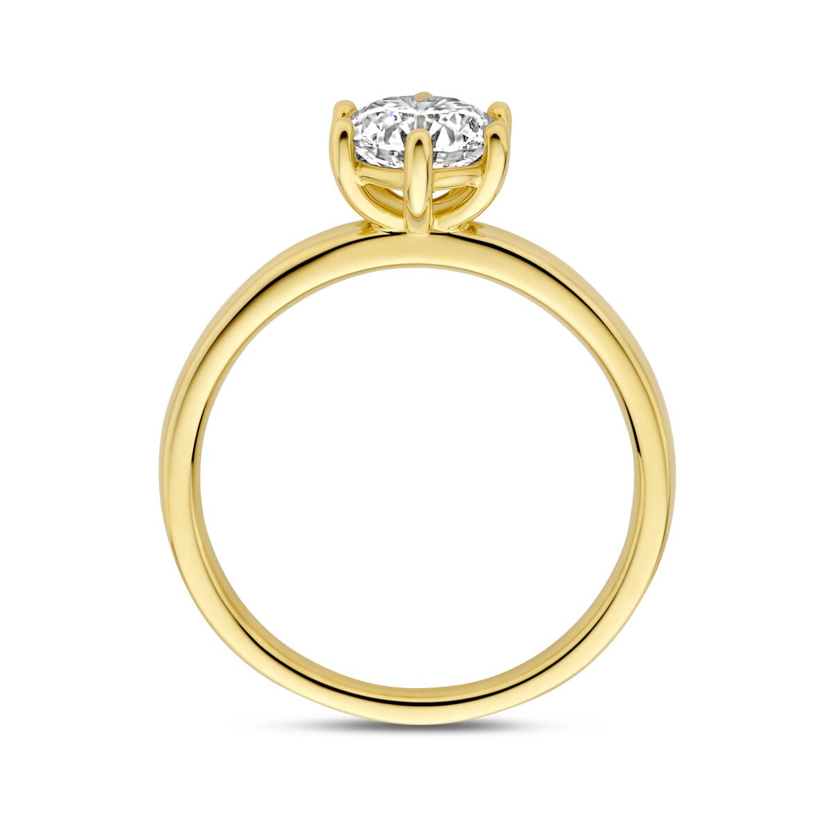 Gouden dames ring met lab grown diamant – 14k geelgoud