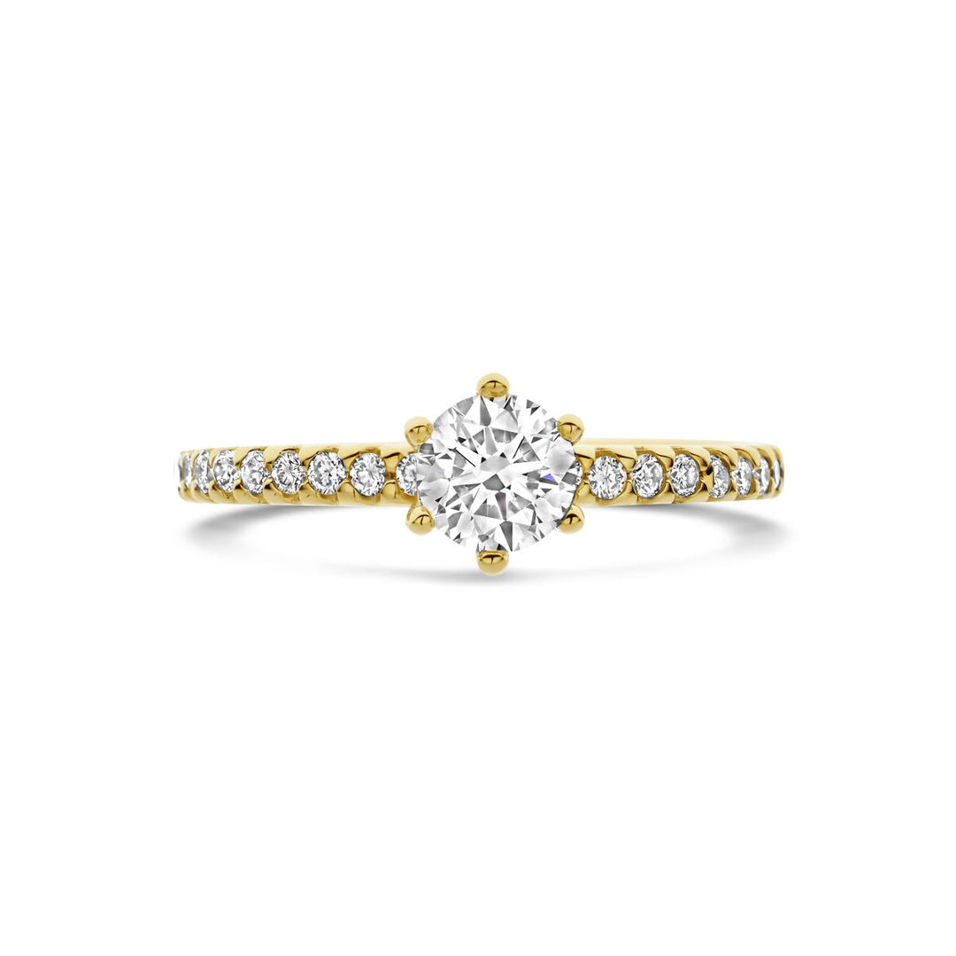 Gouden dames ring met lab grown diamant – 14k geelgoud
