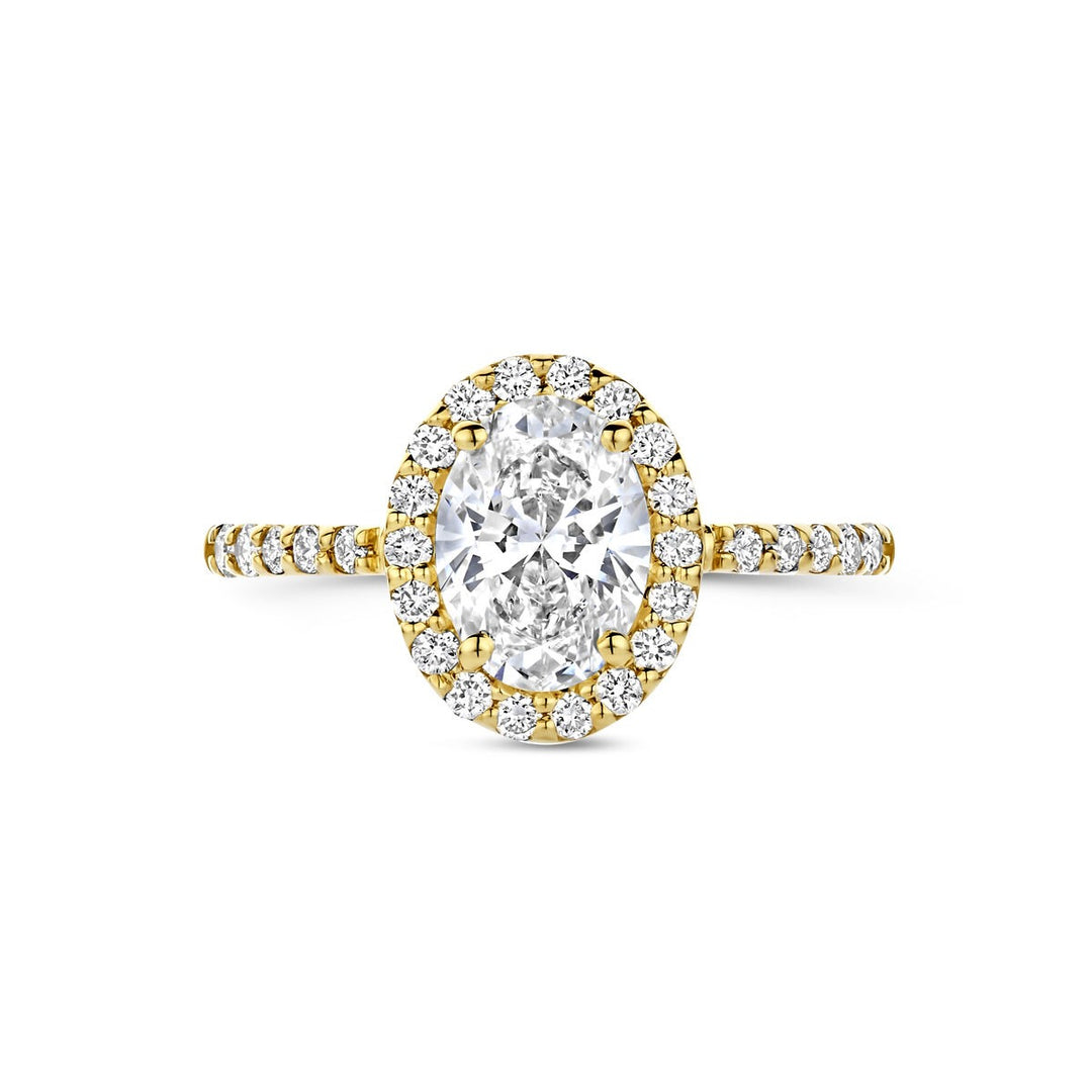 14k Geelgouden ring met ovale lab grown diamant – inclusief certificaat