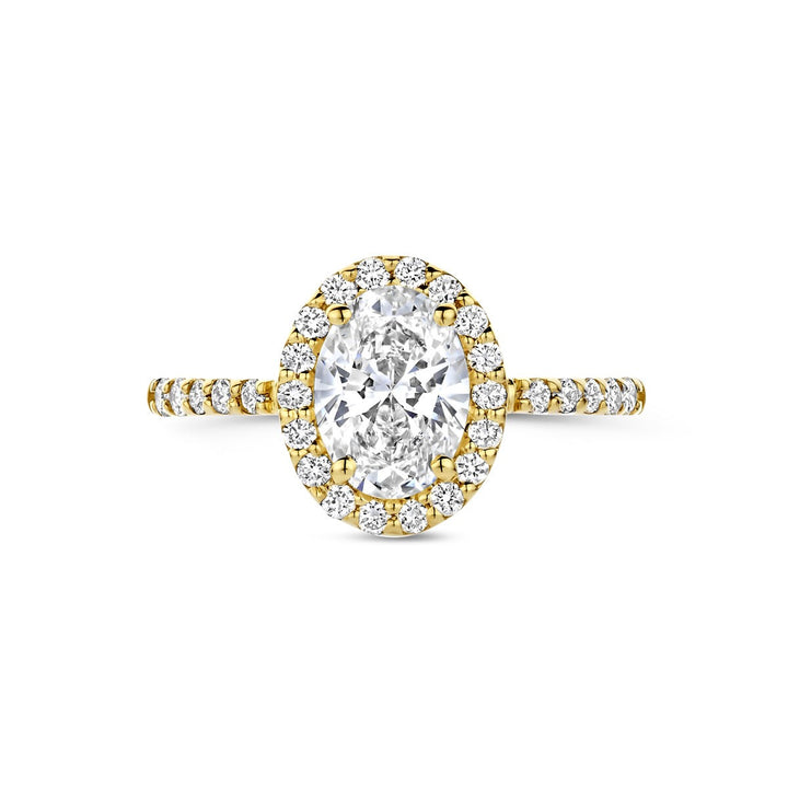 14k Geelgouden ring met ovale lab grown diamant – inclusief certificaat