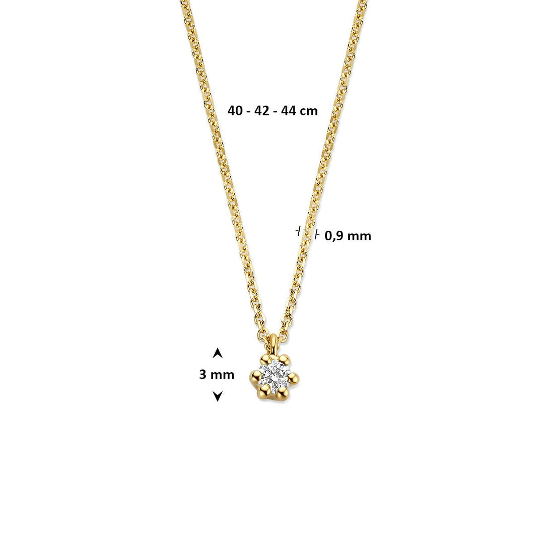 14k Geelgouden ketting met lab grown diamant