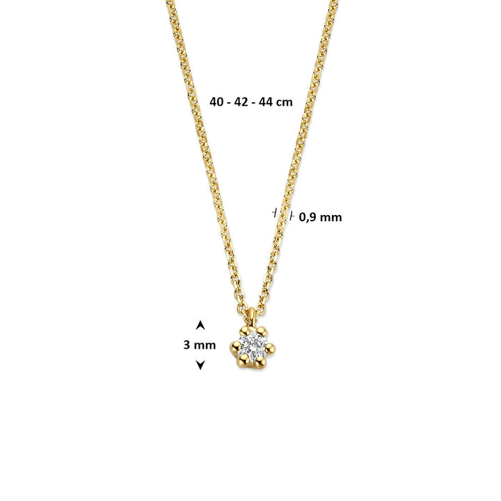 14k Geelgouden ketting met lab grown diamant
