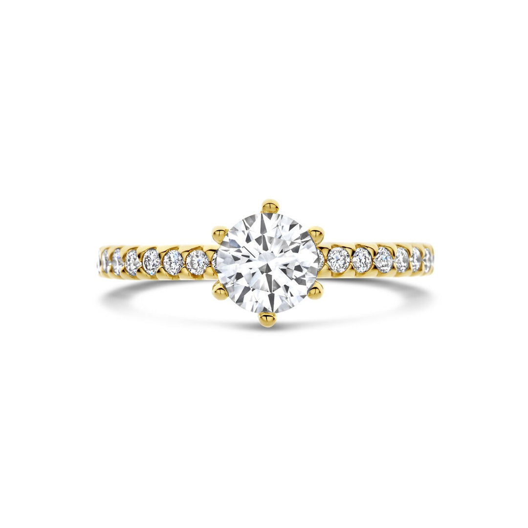 Gouden dames ring met lab grown diamant – 14k geelgoud