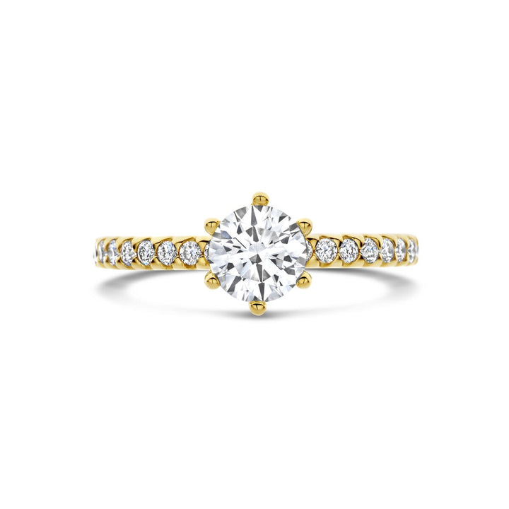 Gouden dames ring met lab grown diamant – 14k geelgoud