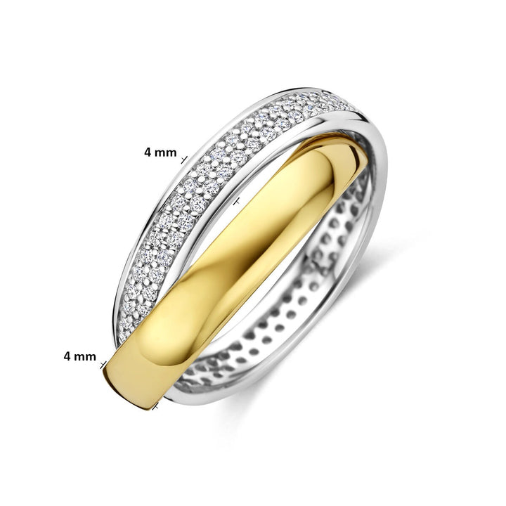 14k Bicolor geel- en witgouden ring met diamant