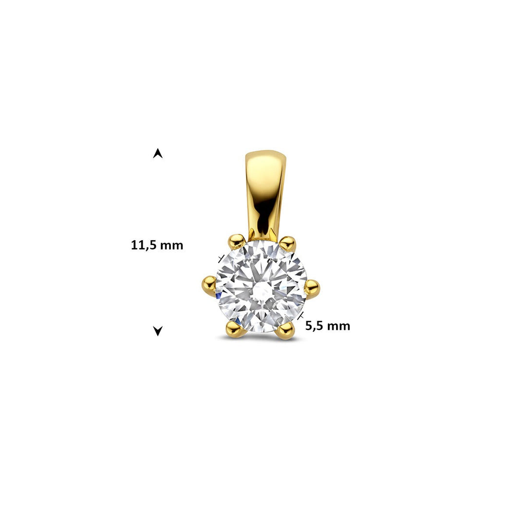 14k Geelgouden hanger met lab grown diamant