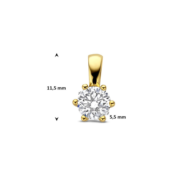 14k Geelgouden hanger met lab grown diamant