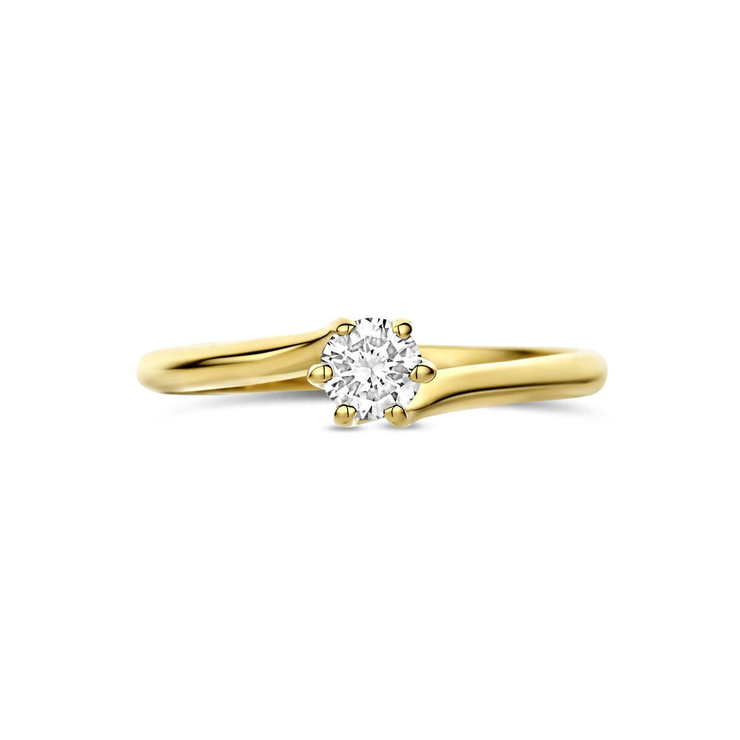 14k Geelgouden ring met lab grown diamant