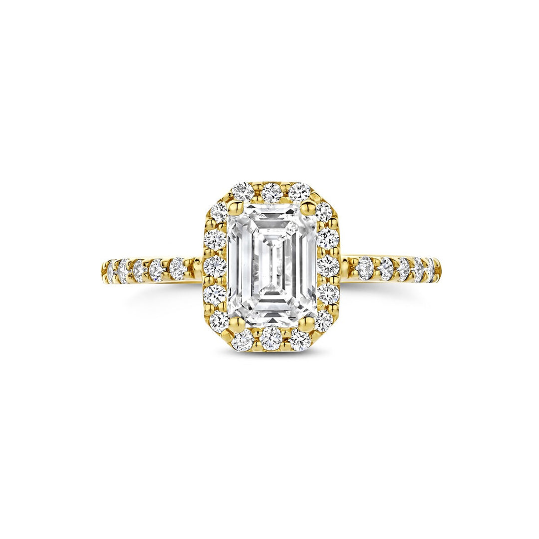 14k Geelgouden ring met emerald cut lab grown diamant – inclusief certificaat