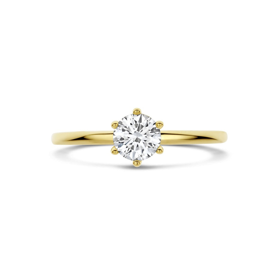 Gouden dames ring met lab grown diamant – 14k geelgoud