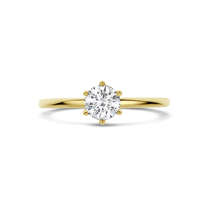 Gouden dames ring met lab grown diamant – 14k geelgoud