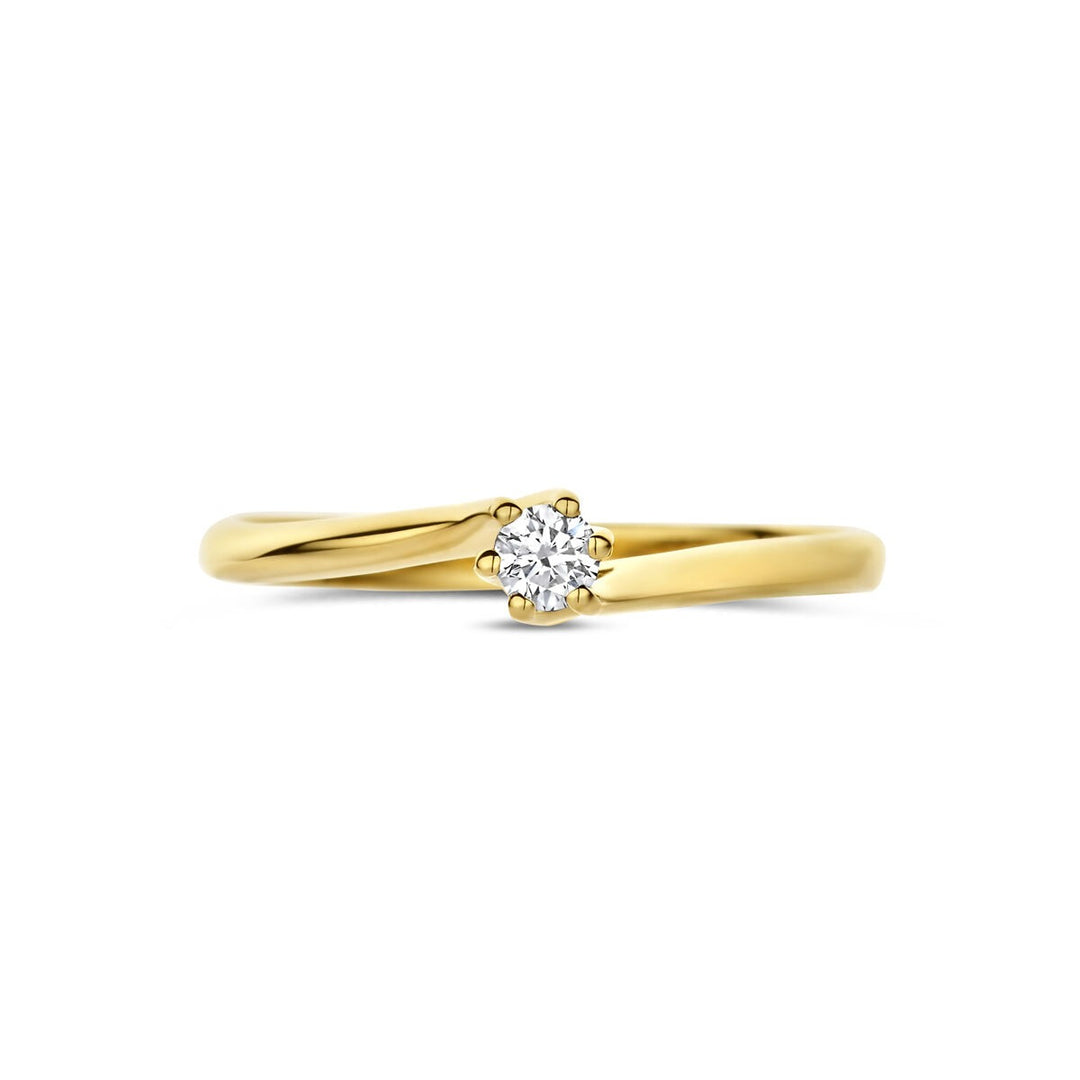 14k Geelgouden ring met lab grown diamant