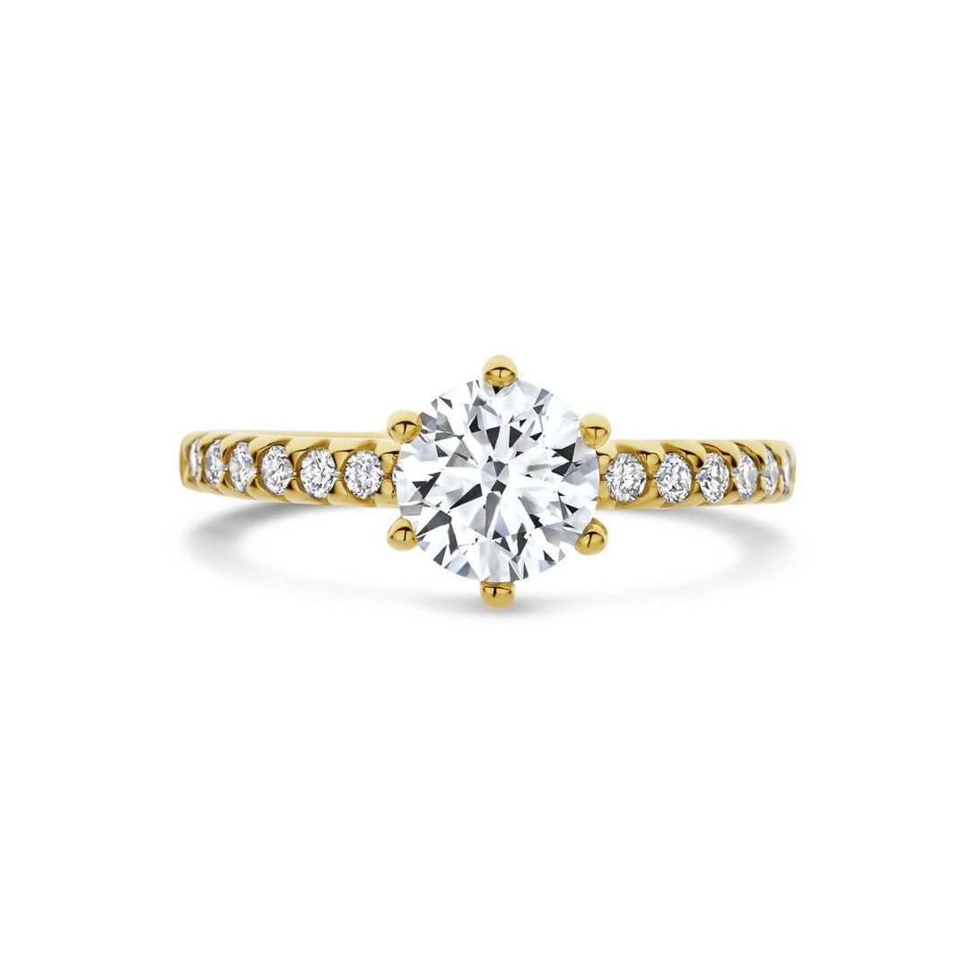 Gouden dames ring met lab grown diamant – 14k geelgoud