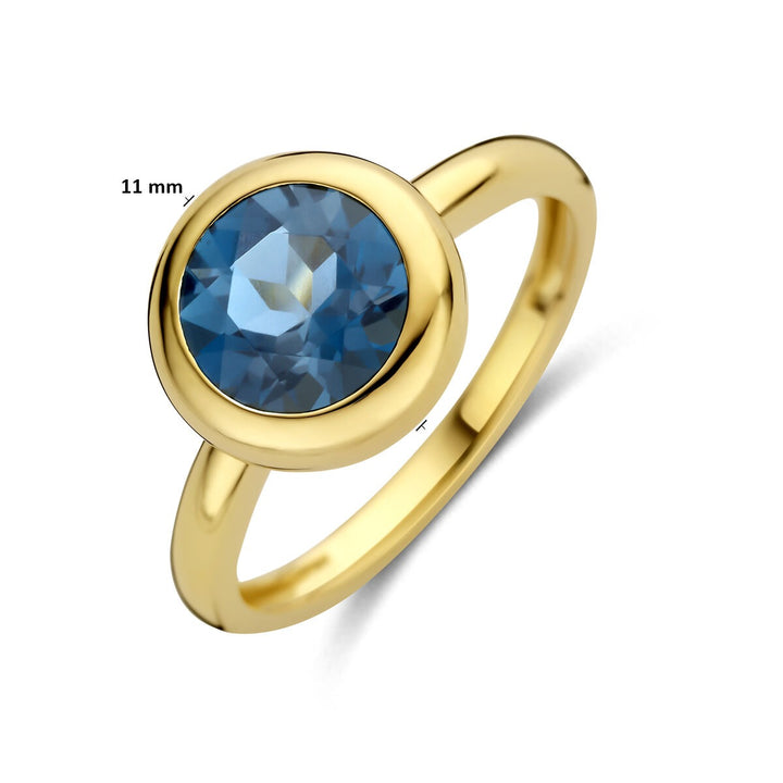 Gouden dames ring met London Blue topaas – 14k geelgoud