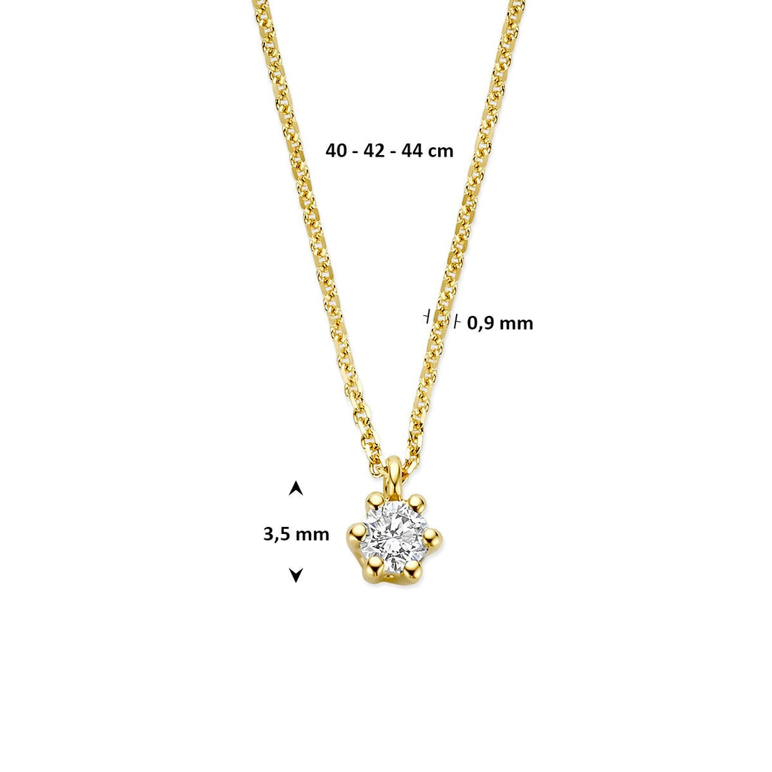 14k Geelgouden ketting met lab grown diamant