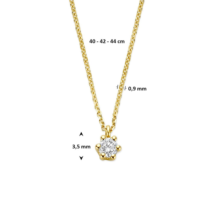 14k Geelgouden ketting met lab grown diamant