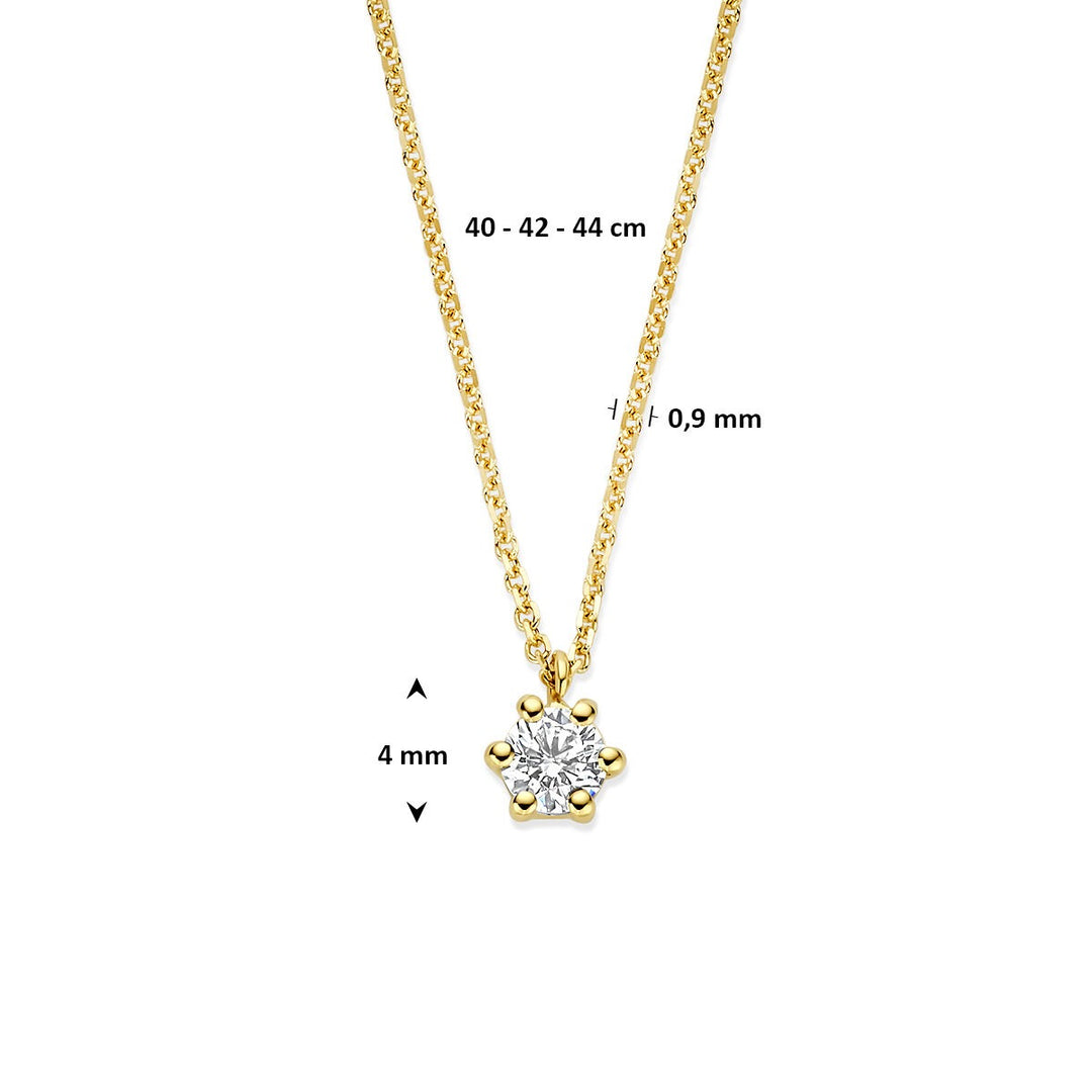 14k Geelgouden ketting met lab grown diamant
