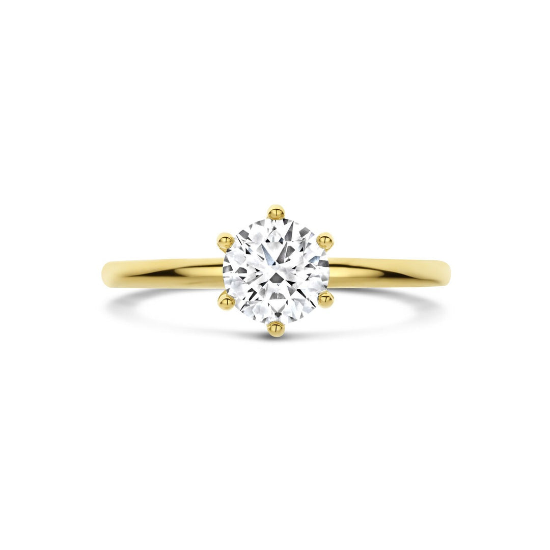 Gouden dames ring met lab grown diamant – 14k geelgoud