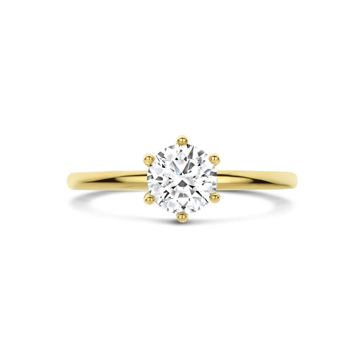 Gouden dames ring met lab grown diamant – 14k geelgoud