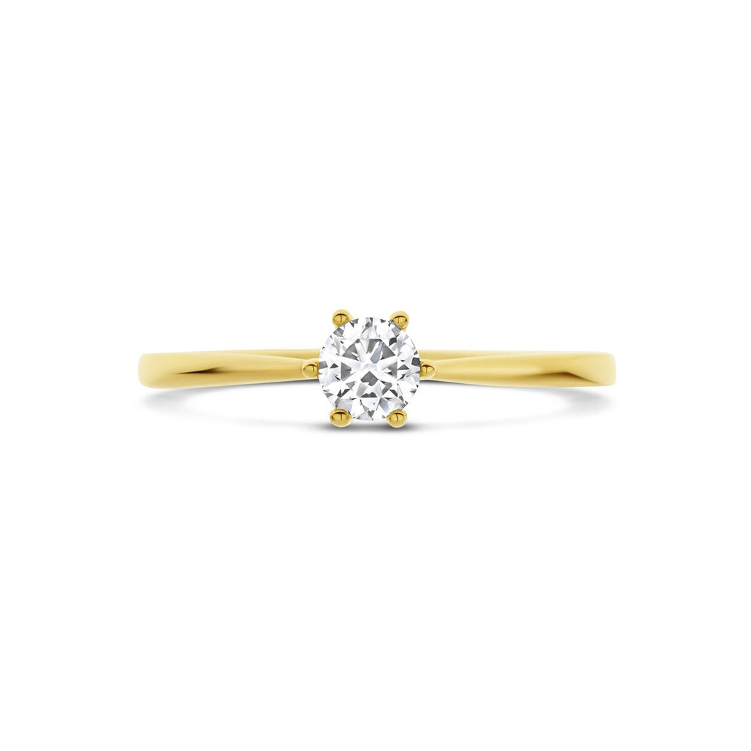 Gouden dames ring met lab grown diamant – 14k geelgoud