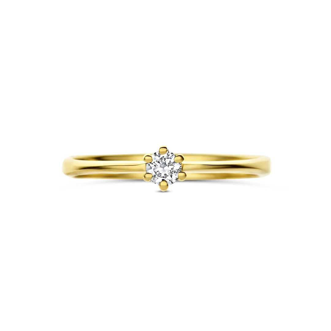 14k Geelgouden ring met lab grown diamant
