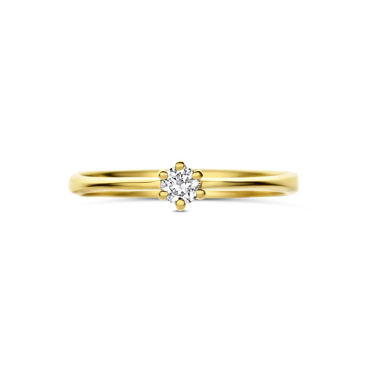 14k Geelgouden ring met lab grown diamant