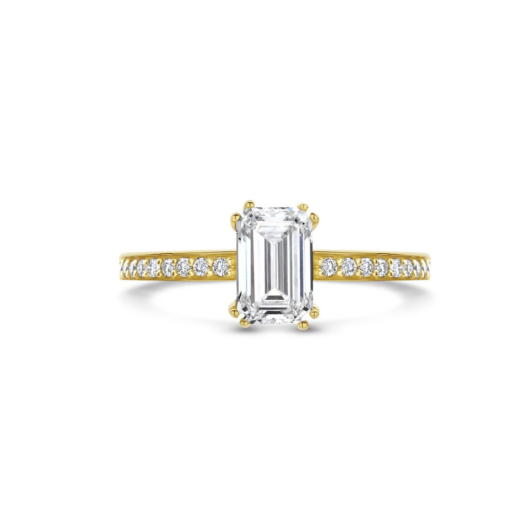 Gouden dames ring met lab grown diamant – 14k geelgoud