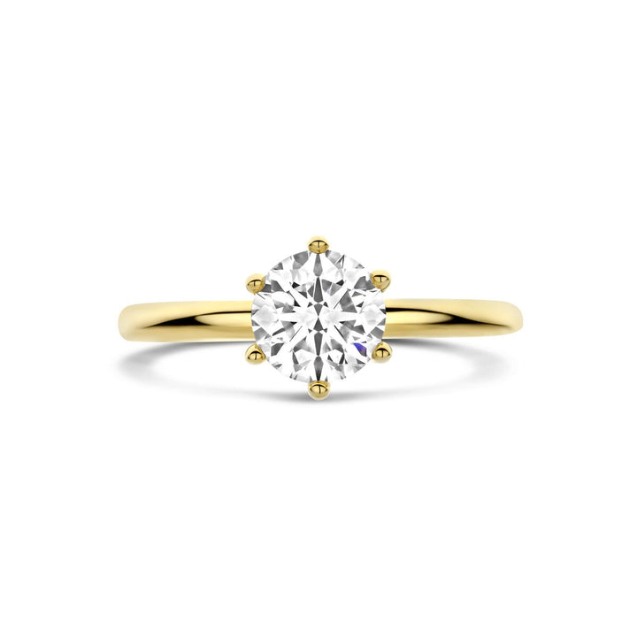 Gouden dames ring met lab grown diamant – 14k geelgoud