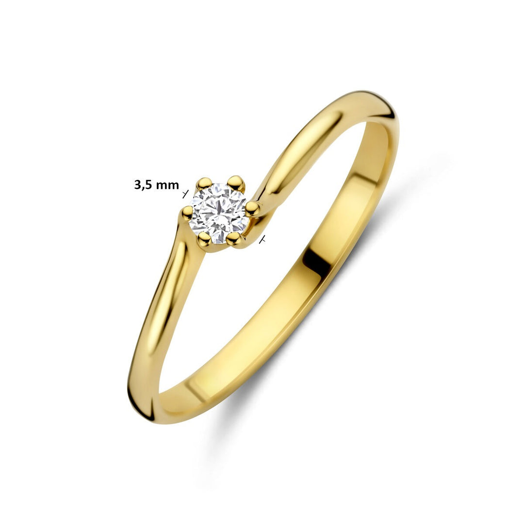14k Geelgouden ring met lab grown diamant