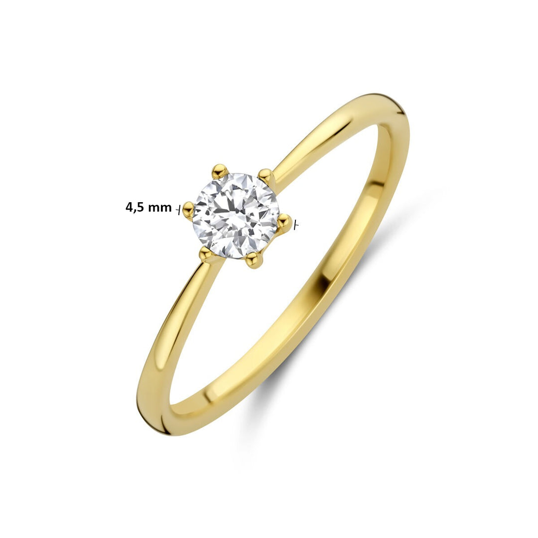 Gouden dames ring met lab grown diamant – 14k geelgoud