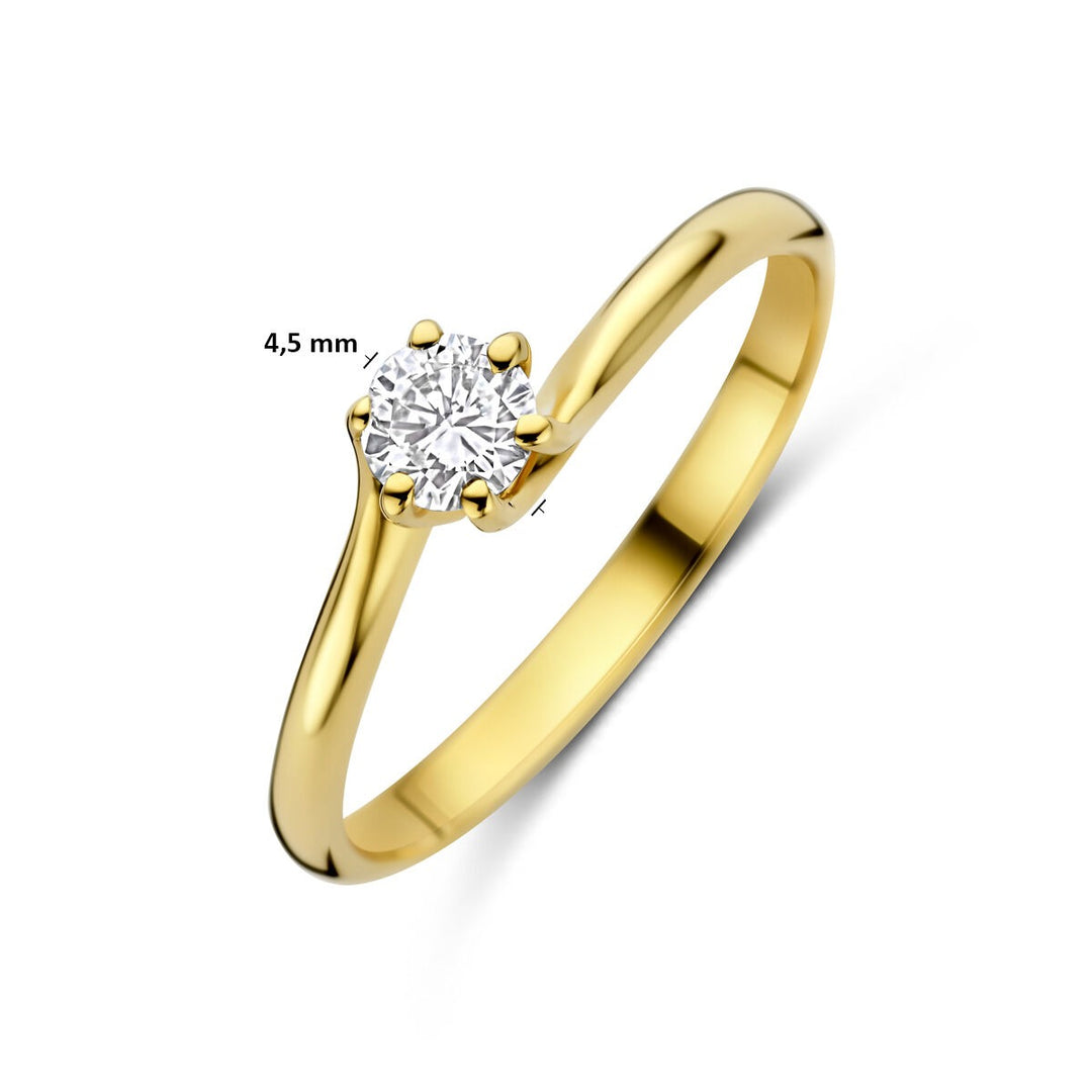 14k Geelgouden ring met lab grown diamant