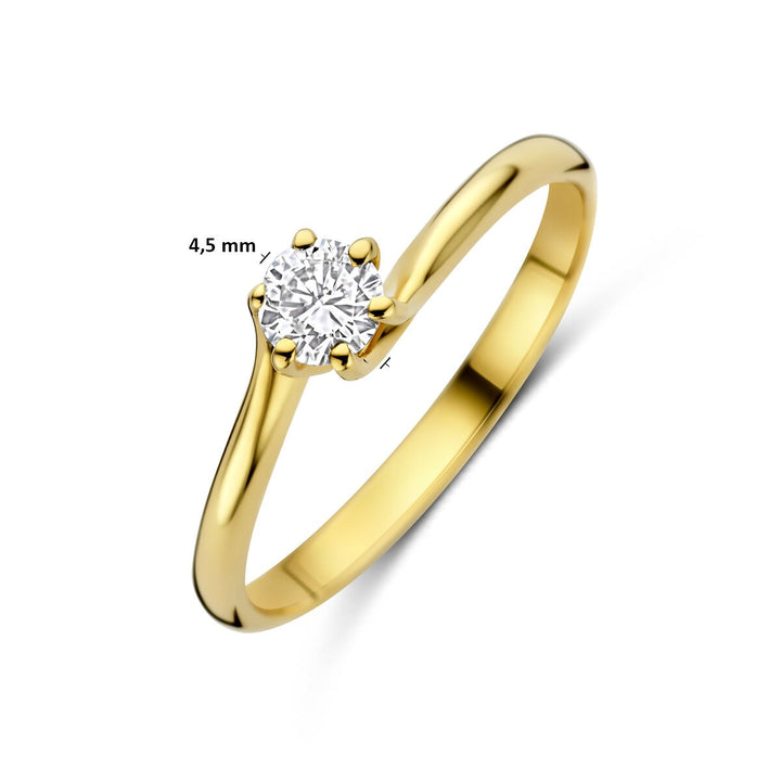 14k Geelgouden ring met lab grown diamant