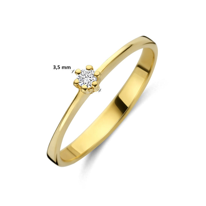 14k Geelgouden ring met lab grown diamant