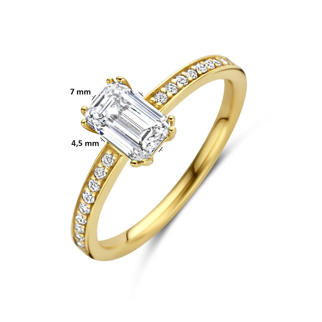 Gouden dames ring met lab grown diamant – 14k geelgoud